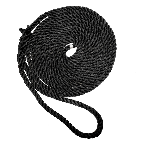 New England Ropes 5/8" X 15' Nylon 3 Strand Dock Line Black C6054-20-00015